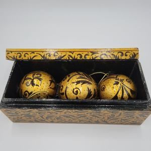 Decorative Ornament Black Gold 3 Pcs Indian Christmas Balls Home Christmas Decor